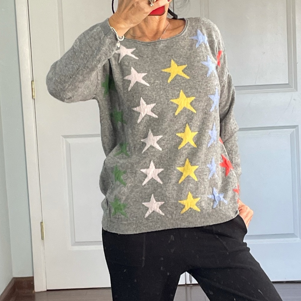 Bartolini Cashmere Blend Star Print Cozy Sweater size M